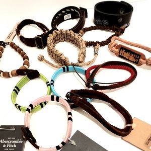 8pc AF HOLLISTER BRACELETS + 4 extra non brand bracelet NWOT ABERCROMBIE FITCH